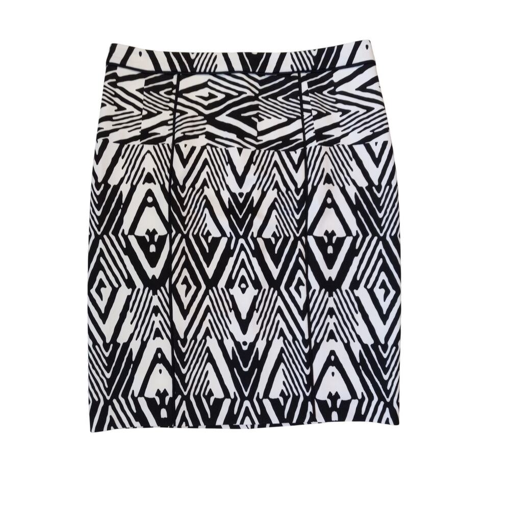 Calvin‎ Klein black white geometric western midi skirt SIZE 12